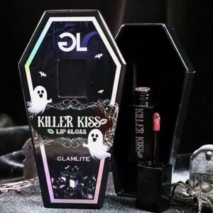 Glamlite Killer Kiss Lip Gloss Coffin Black Ghost Halloween Hyaluronic Acid